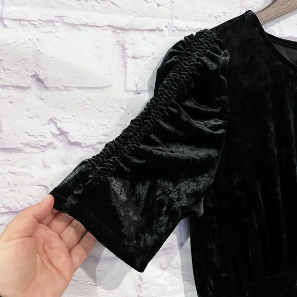 Who What Wear Black Velvet Dress Size Small Midi Short Sleeve Party Holiday - Picture 6 of 14